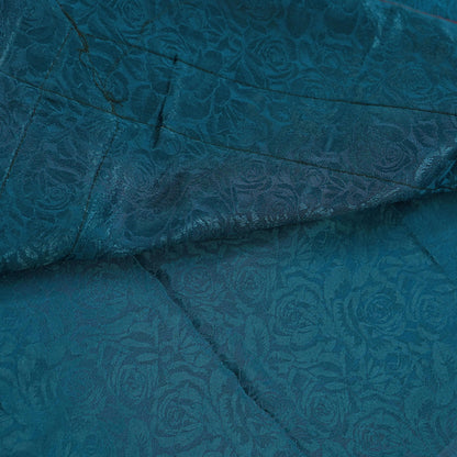 Indian Vintage Sari Teal Blue Pure Crepe Silk Hand Woven Sarees 5yd Sewing Craft Fabric Zari Border Dress making Crafting Quilting