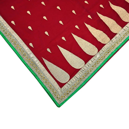 Indian Vintage Heavy Sari Red Pure Georgette Silk Hand Embroidered Sarees Craft Fabric 6Yd Sewing Ethnic Bollywood saree Dress making