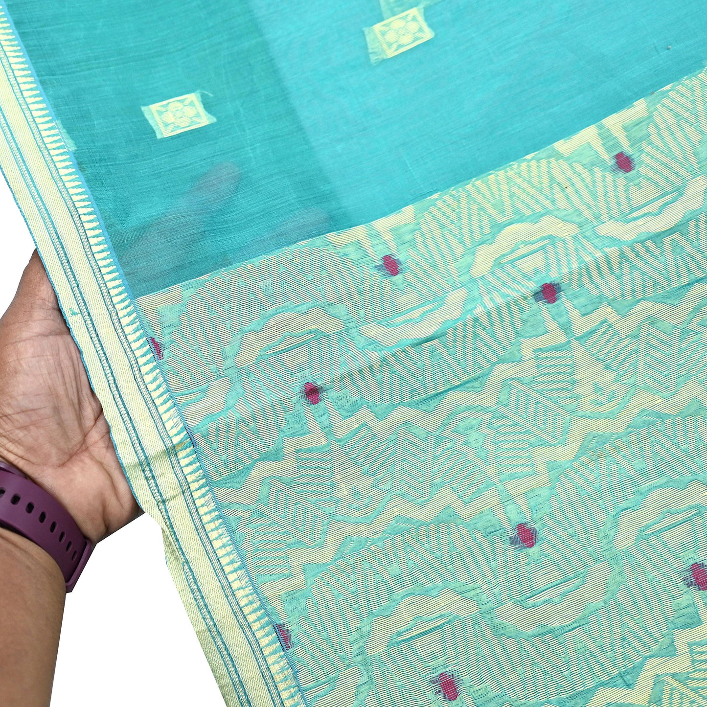 Indian Vintage Sari Green Pure Cotton Hand Woven Sarees Craft Fabric 5yd Ethnic Crafting Quilting Dress Making Quilting Upcycle