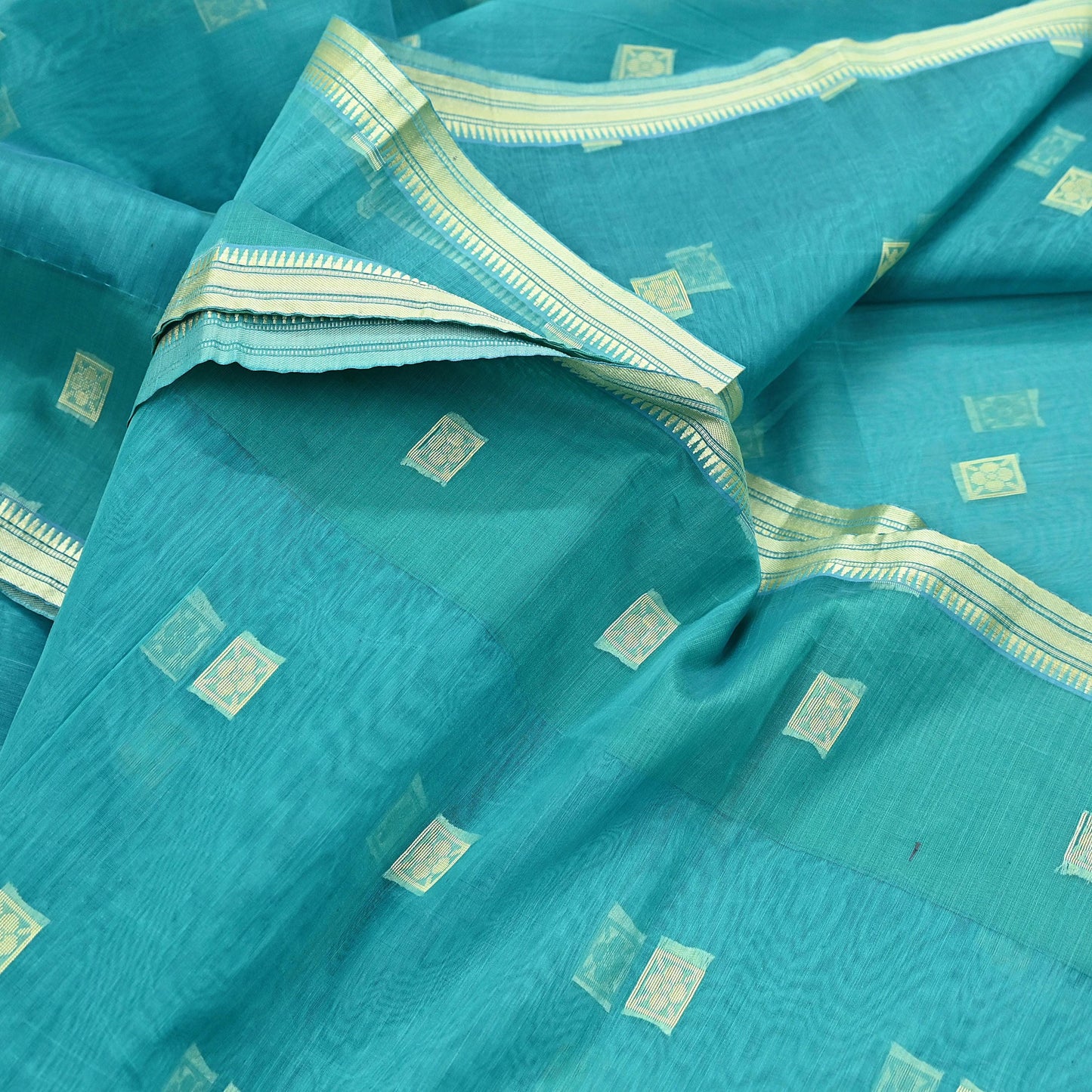 Indian Vintage Sari Green Pure Cotton Hand Woven Sarees Craft Fabric 5yd Ethnic Crafting Quilting Dress Making Quilting Upcycle