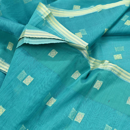 Indian Vintage Sari Green Pure Cotton Hand Woven Sarees Craft Fabric 5yd Ethnic Crafting Quilting Dress Making Quilting Upcycle