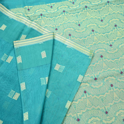 Indian Vintage Sari Green Pure Cotton Hand Woven Sarees Craft Fabric 5yd Ethnic Crafting Quilting Dress Making Quilting Upcycle