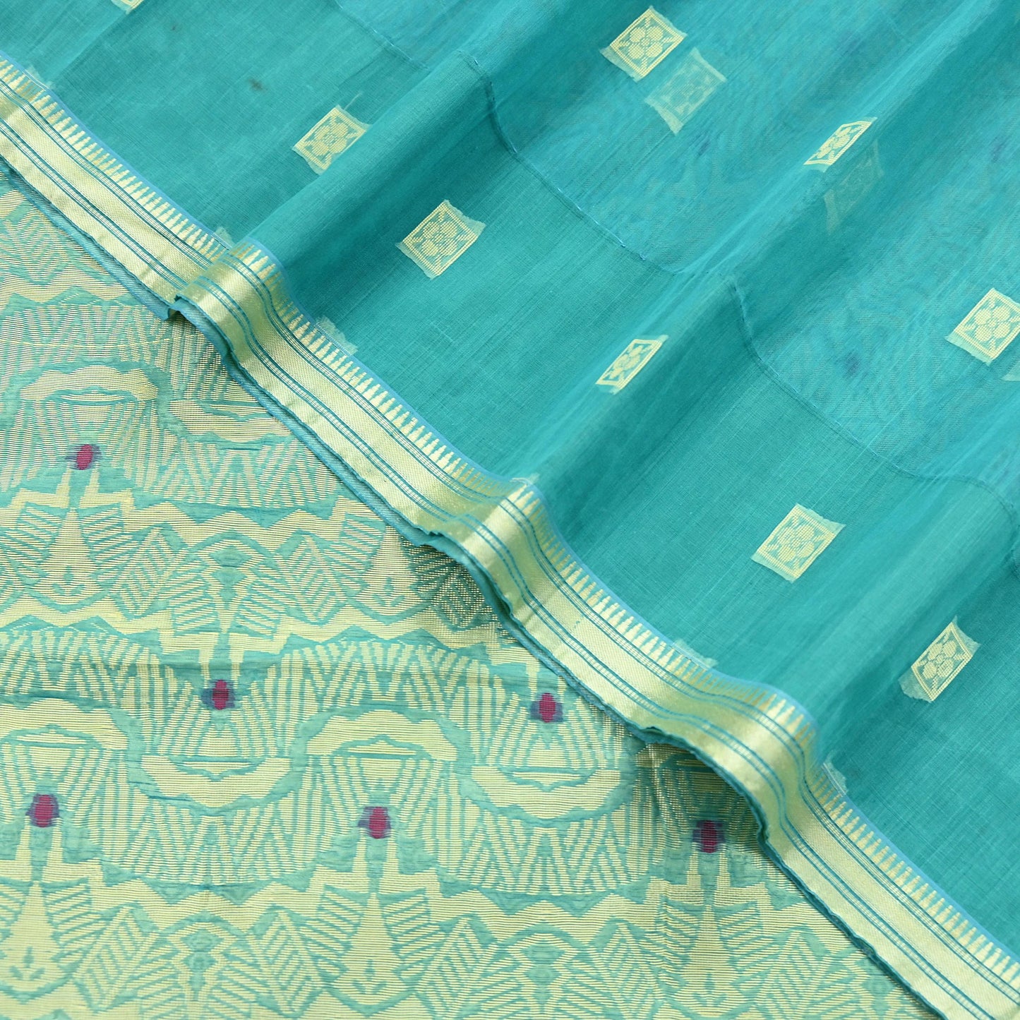 Indian Vintage Sari Green Pure Cotton Hand Woven Sarees Craft Fabric 5yd Ethnic Crafting Quilting Dress Making Quilting Upcycle