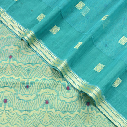 Indian Vintage Sari Green Pure Cotton Hand Woven Sarees Craft Fabric 5yd Ethnic Crafting Quilting Dress Making Quilting Upcycle