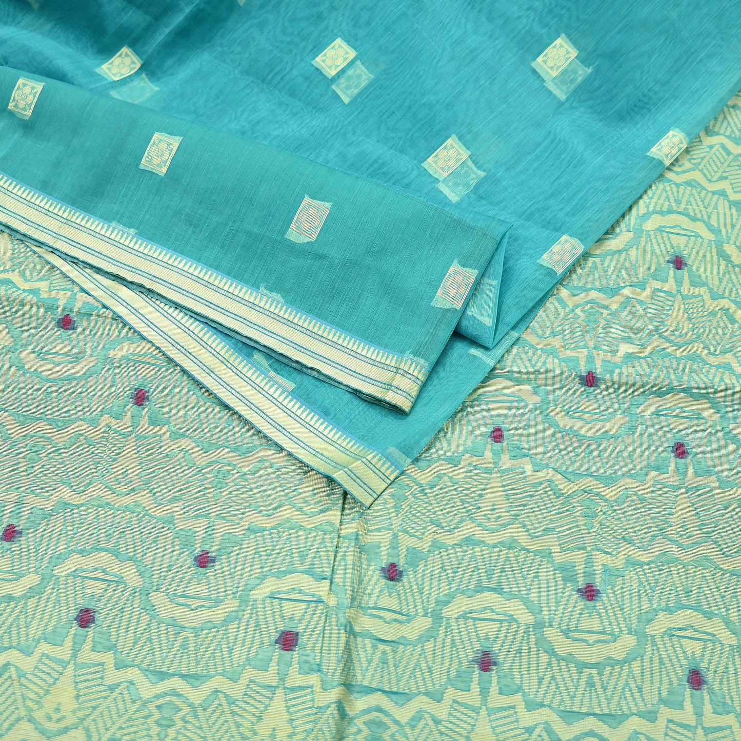 Indian Vintage Sari Green Pure Cotton Hand Woven Sarees Craft Fabric 5yd Ethnic Crafting Quilting Dress Making Quilting Upcycle