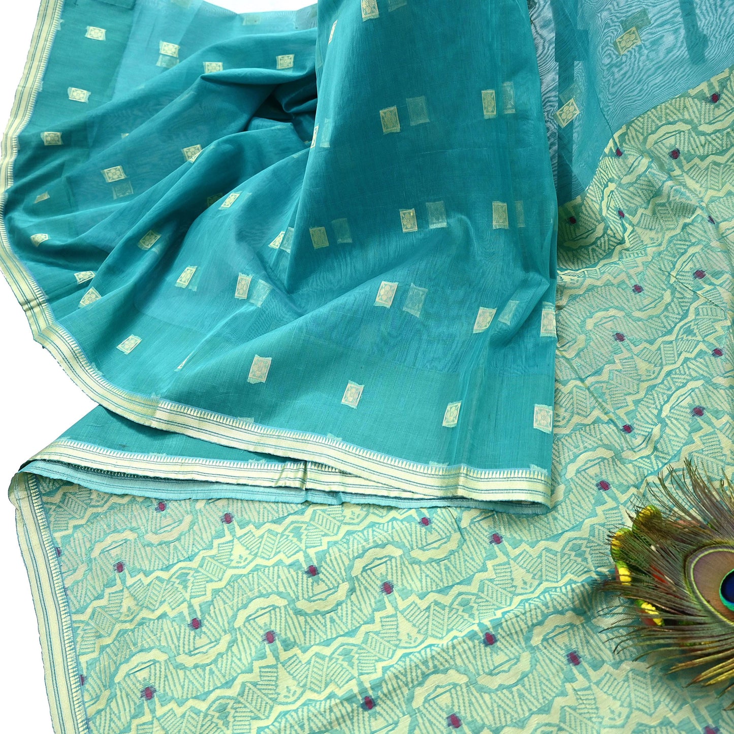 Indian Vintage Sari Green Pure Cotton Hand Woven Sarees Craft Fabric 5yd Ethnic Crafting Quilting Dress Making Quilting Upcycle