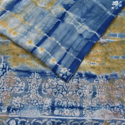 Indian Vintage Saree Pure Crepe Silk Hand Embroidered Tie-Dye Sari Fabric 5yard Sewing Craft Fabric Ethnic Dressmaking Crafting Zari