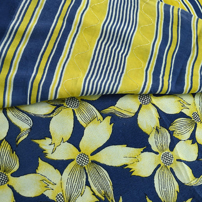 Indian Vintage Sari Blue & Green Pure Crepe Silk Hand Embroidered Saree 5yd Sewing Floral Craft Sequins Dress making Crafting Quilting