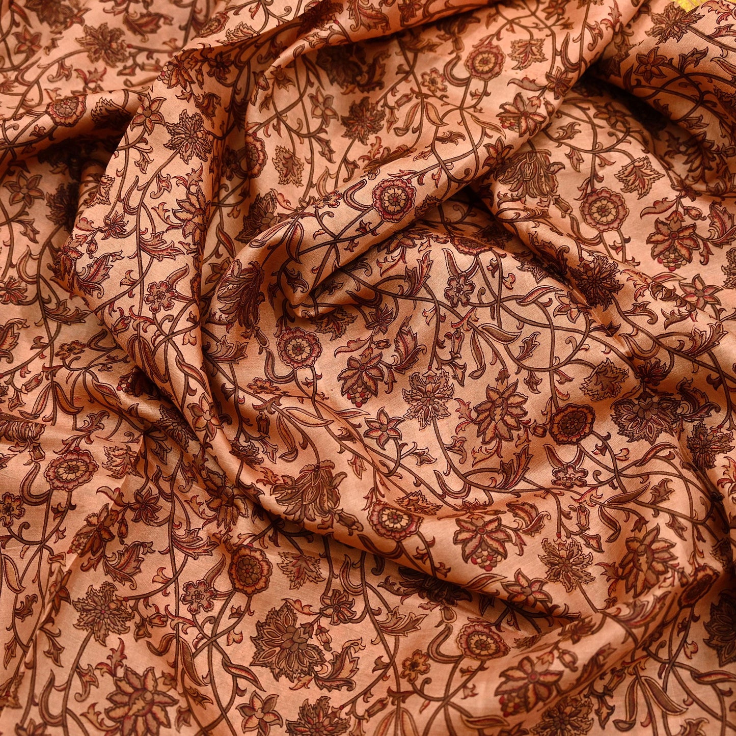 Indian Vintage Peach Saree 100% Pure Silk Printed Sari Craft Fabric Soft 6yd Sewing Dress Making  Soft Floral Crafting Quilting Upcycle Zari