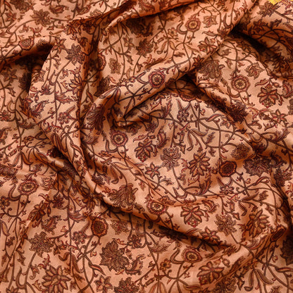 Indian Vintage Peach Saree 100% Pure Silk Printed Sari Craft Fabric Soft 6yd Sewing Dress Making  Soft Floral Crafting Quilting Upcycle Zari