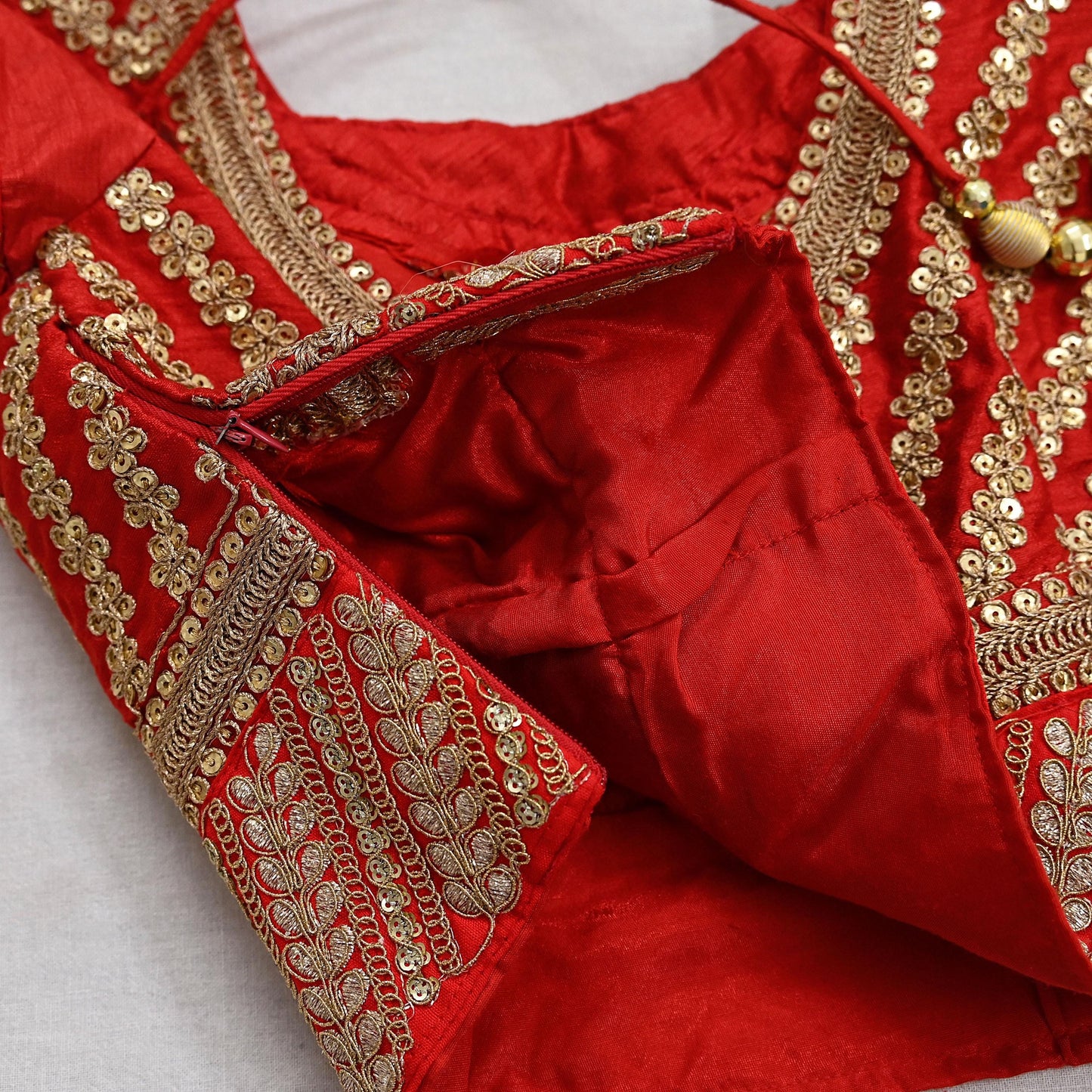 Indian Vintage Red & Peach Net/Mesh Silk Hand Embroidered Lehenga 3pcs Set Bridal Party Wear With Blouse/Dupatta Bollywood Lehenga Zardozi