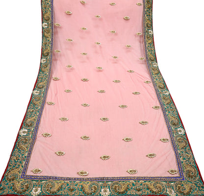 Indian Heavy Wedding Dupatta Red Net Long Stole Hand Embroidered By Designer Sabyasachi Scarves Zardozi Bridal Veil