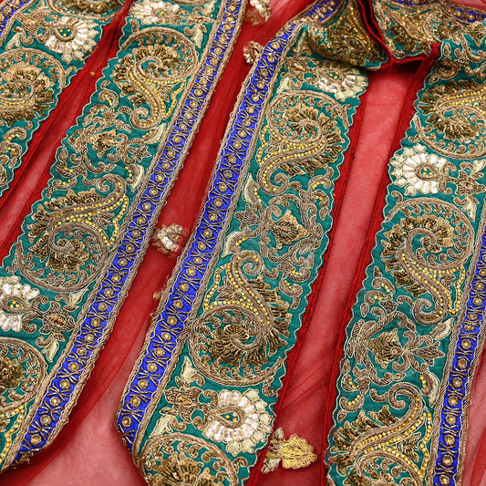 Indian Heavy Wedding Dupatta Red Net Long Stole Hand Embroidered By Designer Sabyasachi Scarves Zardozi Bridal Veil