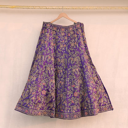 Indian Heavy Purple Hand Embroidered Semi Stitched Lehenga/Skirt Bridal Wear Zardozi/ Dabka Bollywood skirt party wear