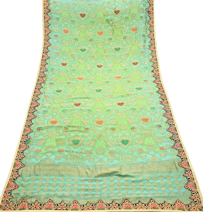 Indian Vintage Heavy Green Pure georgette silk Hand Embroidered Bandhani Dupatta Designer By Anamika Khanna Bridal Wear Veil Hijab