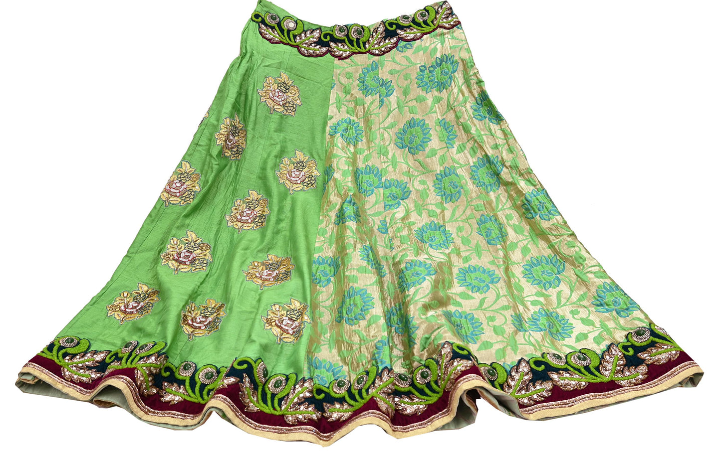 Indian Heavy Party Wear Green Pure Chanderi Silk Hand Embroidered Lehenga/Skirt Designer By Manish Malhotra Bridal Wear Zardozi/ Dabka