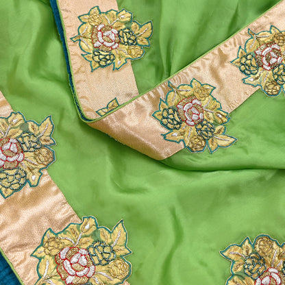Indian Pre-owned Heavy Green Pure Organza Silk Hand Embroidered Dupatta Designer By Manish Malhotra Zardozi Bridal Veil