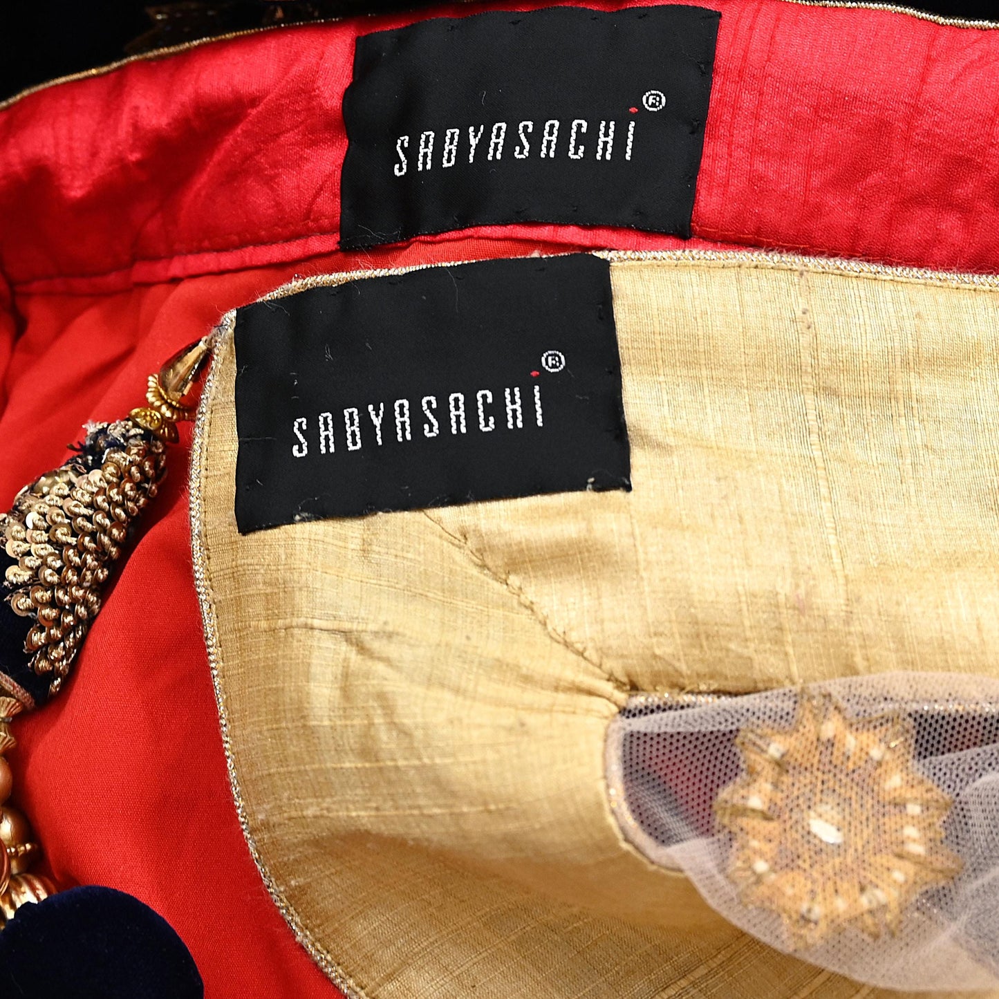 Indian Pre-owned Heavy Blue & Peach Velvet/Net Hand Embroidered Lehenga 3pcs Set By Designer Sabyasachi Bridal Wear With Padded Blouse