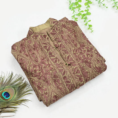 Indian Vintage Green Embroidered Kashmiri Coat, Aari Embroidery, Pure Woolen Coat, Boho Jacket For Both Women/Men Indian Coat