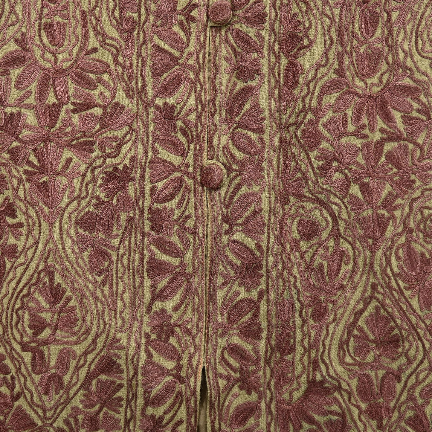 Indian Vintage Green Embroidered Kashmiri Coat, Aari Embroidery, Pure Woolen Coat, Boho Jacket For Both Women/Men Indian Coat