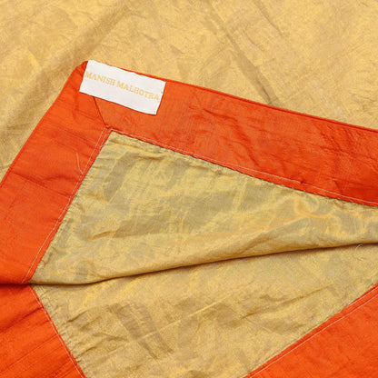 Indian Pre-owned Heavy Golden Pure Tissue Silk Hand Embroidered Dupatta Designer By Manish Malhotra Zardozi Bridal Veil