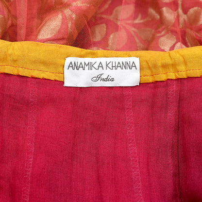 Indian Heavy Party wear Peach Net Hand Embroidered Lehenga/Skirt Designer By Anamika Khanna Bridal Wear Zardozi/ Dabka Bollywood skirt