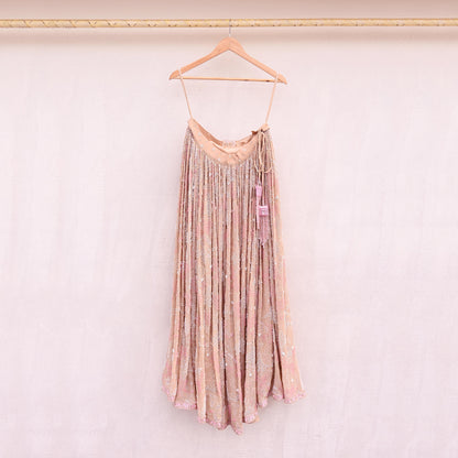 Indian Pre-owned Beige Heavy Pure Georgette silk Hand Embroidered Lehenga/Skirt Designer By Abu Jani Bridal Wear