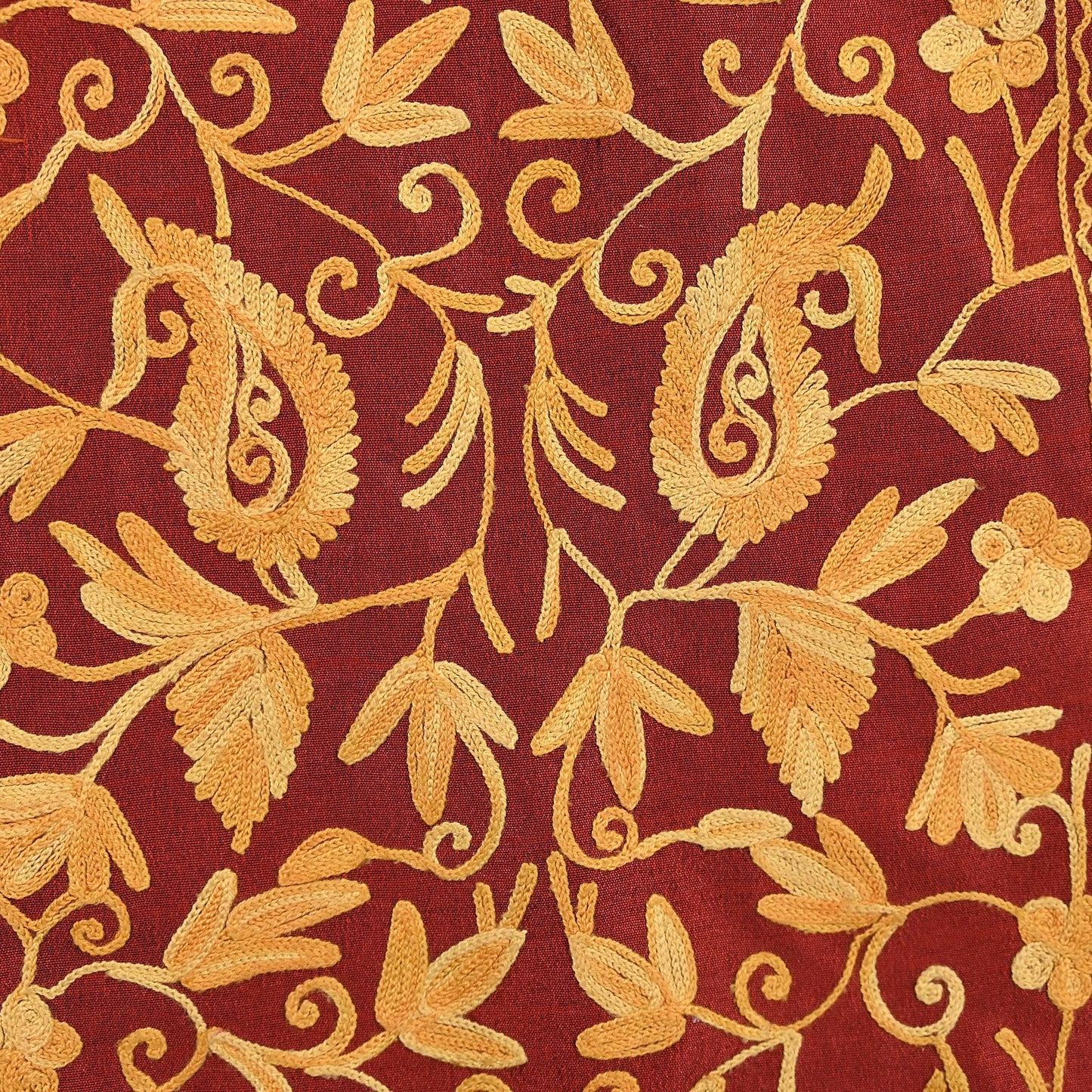 Indian Vintage Maroon Embroidered Kashmiri Coat, Aari Embroidery, Raw Silk Coat, Boho Jacket For Both Women/Men Indian Coat