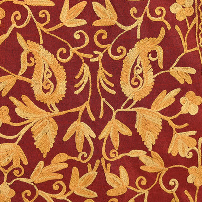 Indian Vintage Maroon Embroidered Kashmiri Coat, Aari Embroidery, Raw Silk Coat, Boho Jacket For Both Women/Men Indian Coat