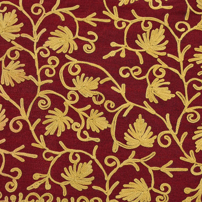 Indian Vintage Maroon Embroidered Kashmiri Coat, Aari Embroidery, Raw Silk Coat, Boho Jacket For Both Women/Men Indian Coat