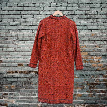 Indian Vintage Black Embroidered Kashmiri Coat, Aari Embroidery, Pure Woolen Coat, Boho Jacket For Both Women/Men Indian Coat