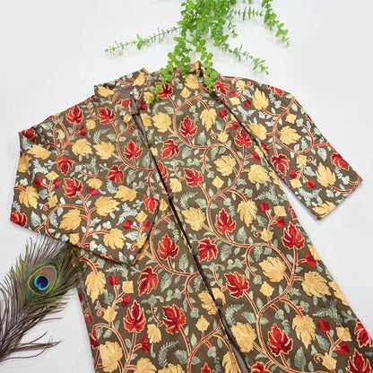 Indian Vintage Brown Embroidered Kashmiri Coat, Aari Embroidery, Pure Woolen Coat, Boho Jacket For Both Women/Men Indian Coat