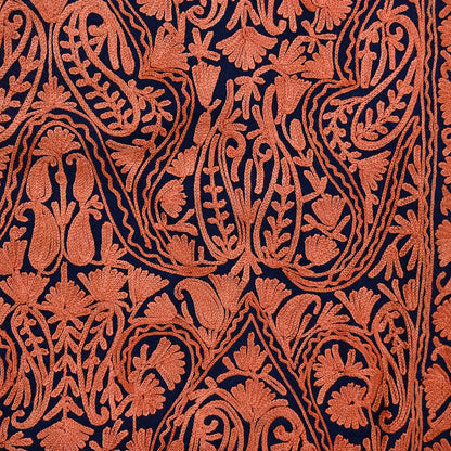 Indian Vintage Blue Embroidered Kashmiri Coat, Aari Embroidery, Pure Woolen Coat, Boho Jacket For Both Women/Men Indian Coat