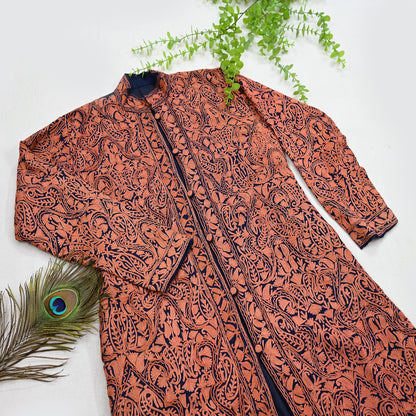 Indian Vintage Blue Embroidered Kashmiri Coat, Aari Embroidery, Pure Woolen Coat, Boho Jacket For Both Women/Men Indian Coat