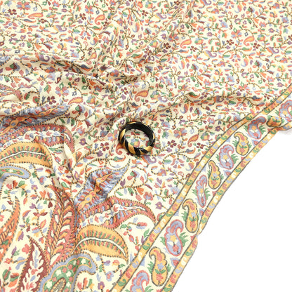 Vintage Stole Ivory woolen Handmade Jamawar work Long Throw Warm Stole Paisley Design Fringes