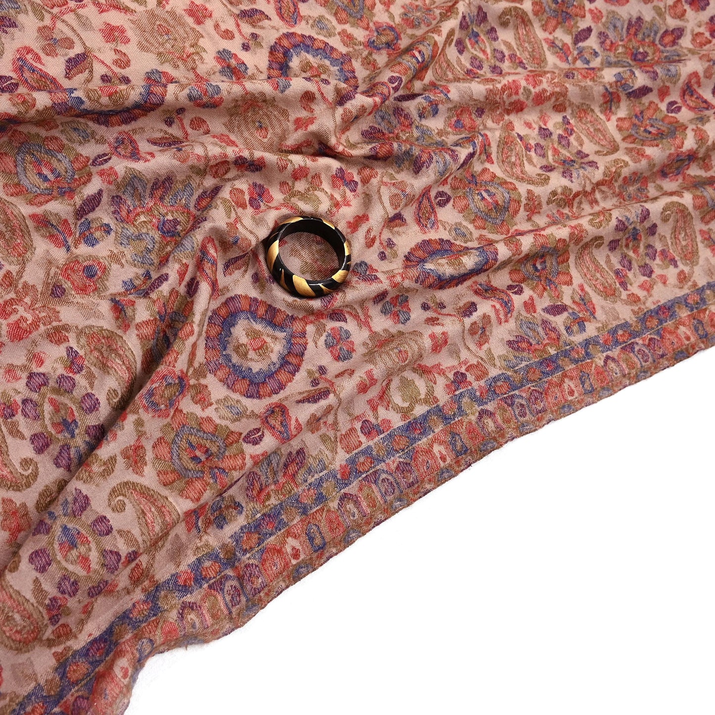 Indian Vintage Brown Pure Woolen Shawl Handmade Woven Jamawar Work Long Throw Stole Warm Paisley Design Soft