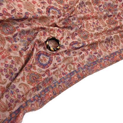 Indian Vintage Brown Pure Woolen Shawl Handmade Woven Jamawar Work Long Throw Stole Warm Paisley Design Soft