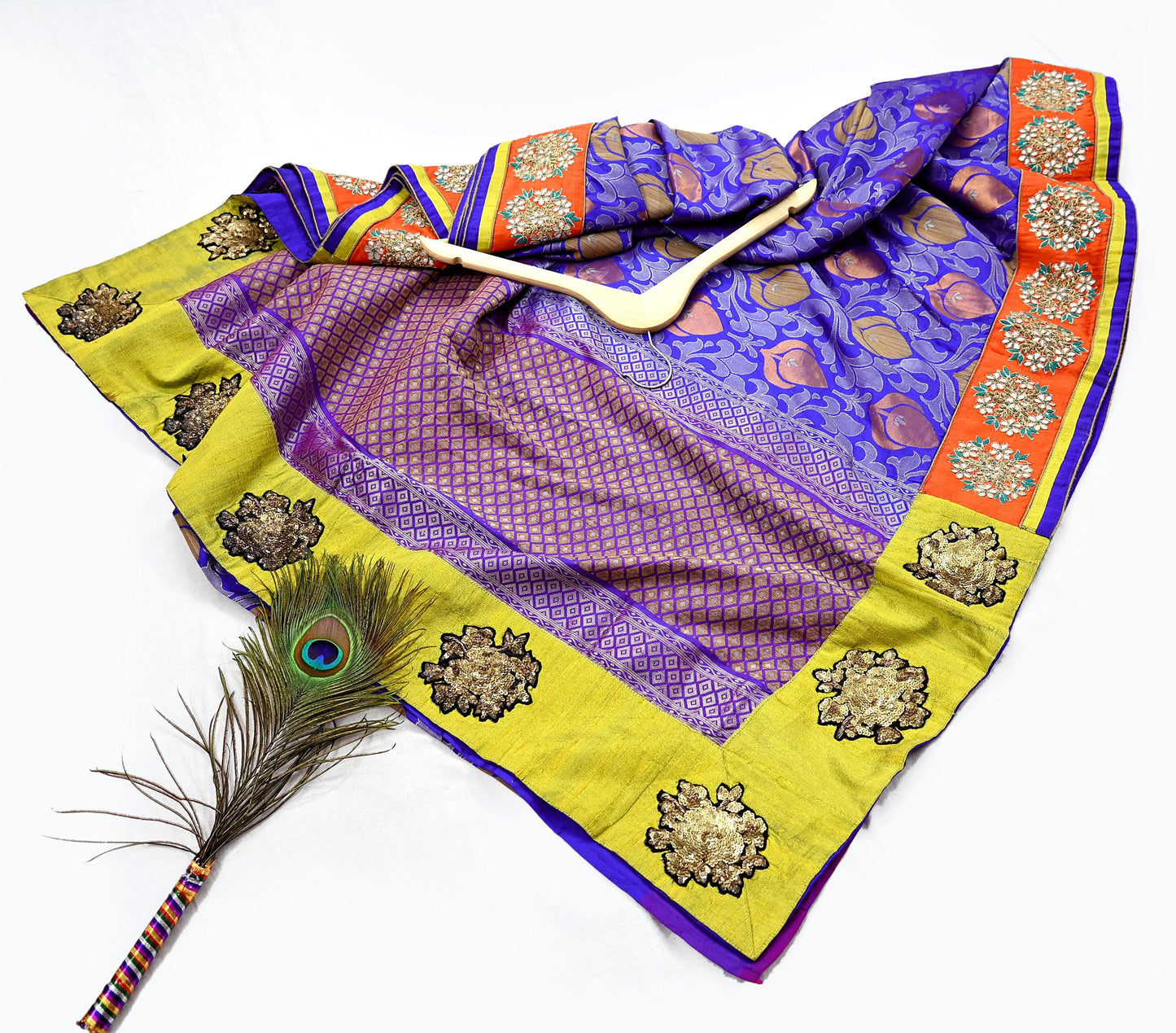 Indian Pre-Owned Sari Blue Pure Silk Hand Embroidered Kanjivaram Designer Manish Malhotra Sarees Ethnic Zardozi/Zari wedding Saree