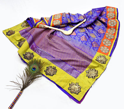 Indian Pre-Owned Sari Blue Pure Silk Hand Embroidered Kanjivaram Designer Manish Malhotra Sarees Ethnic Zardozi/Zari wedding Saree