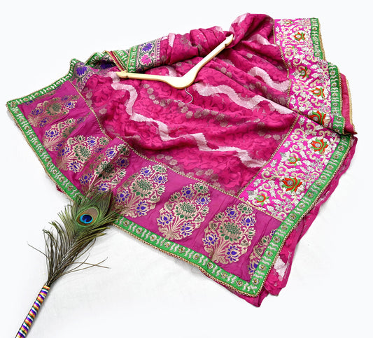 Indian Pre-Owned Sari Magenta Pure Silk Hand Embroidered Jamdani Designer Manish Malhotra Sarees Ethnic Zardozi/Zari wedding Saree