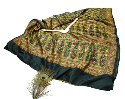 Vintage Heavy Black Sarees Pure Silk Hand Woven Sari Craft Fabric 5Yd Sewing Soft Ethnic Zari Dress Making Wedding Sari