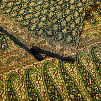 Vintage Heavy Black Sarees Pure Silk Hand Woven Sari Craft Fabric 5Yd Sewing Soft Ethnic Zari Dress Making Wedding Sari