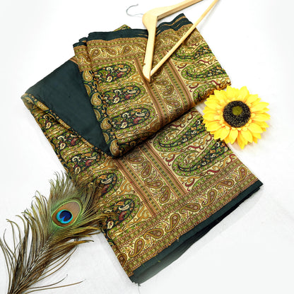 Vintage Heavy Black Sarees Pure Silk Hand Woven Sari Craft Fabric 5Yd Sewing Soft Ethnic Zari Dress Making Wedding Sari