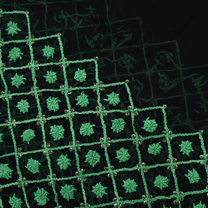 Indian Vintage Dupatta Black Long Stole Blend Georgette Hand Embroidered Stole Scarves Party wear