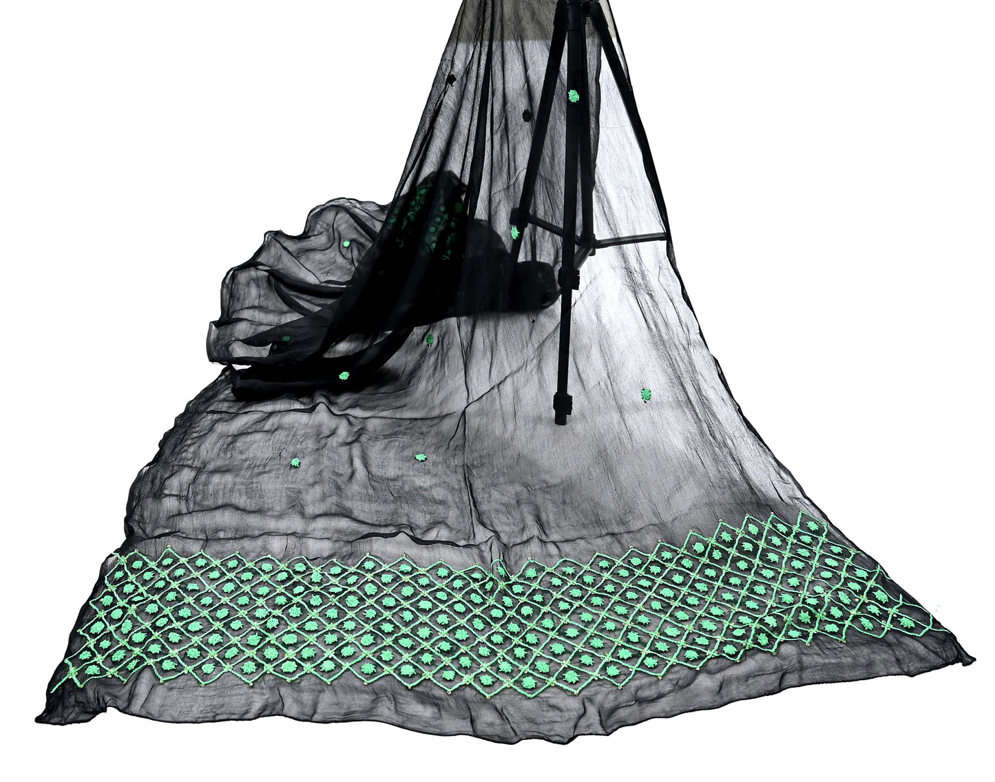 Indian Vintage Dupatta Black Long Stole Blend Georgette Hand Embroidered Stole Scarves Party wear