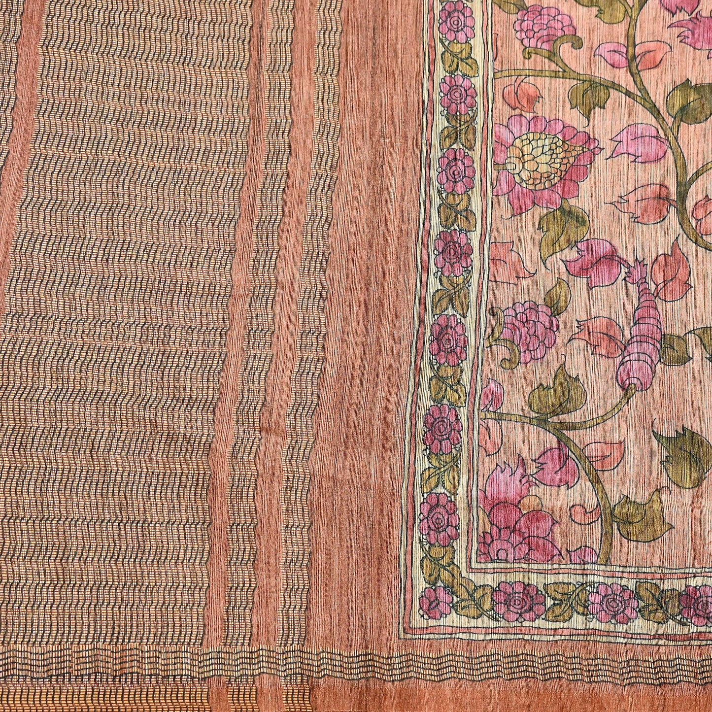 Indian Vintage Dupatta Peach & Brown Long Stole Artificial Silk Woven Printed Scarves Veil Scarf Wrap Soft Hijab Party wear veil Fringes