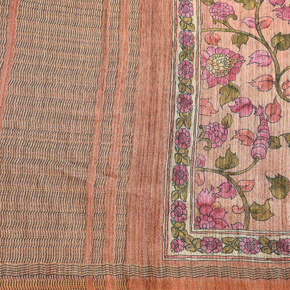 Indian Vintage Dupatta Peach & Brown Long Stole Artificial Silk Woven Printed Scarves Veil Scarf Wrap Soft Hijab Party wear veil Fringes