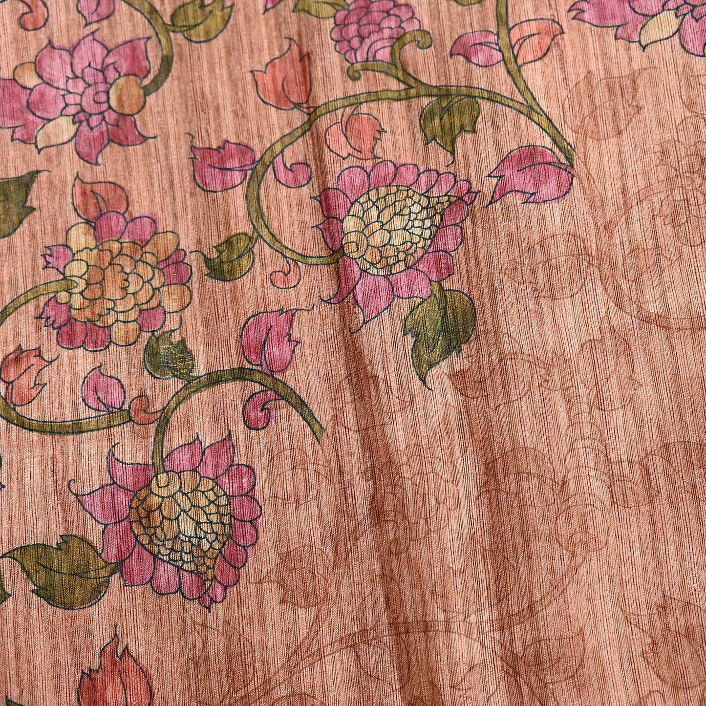 Indian Vintage Dupatta Peach & Brown Long Stole Artificial Silk Woven Printed Scarves Veil Scarf Wrap Soft Hijab Party wear veil Fringes