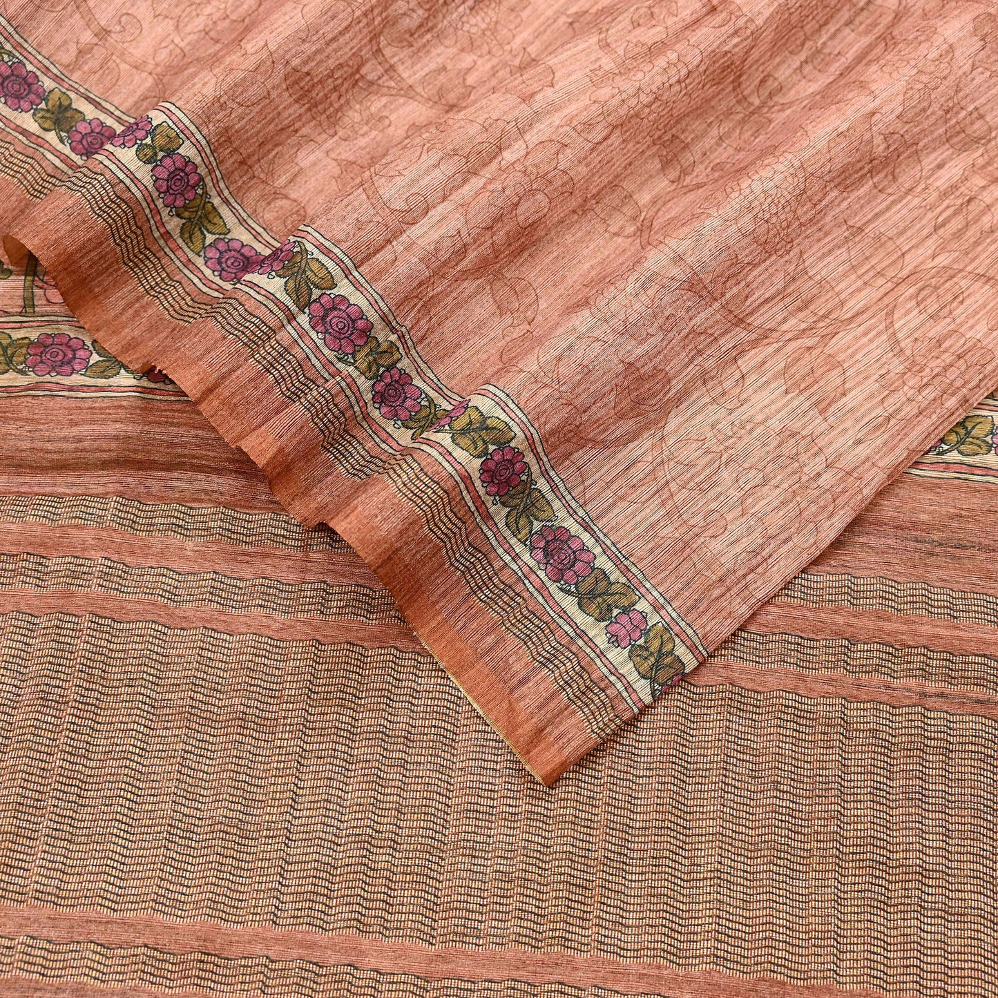 Indian Vintage Dupatta Peach & Brown Long Stole Artificial Silk Woven Printed Scarves Veil Scarf Wrap Soft Hijab Party wear veil Fringes