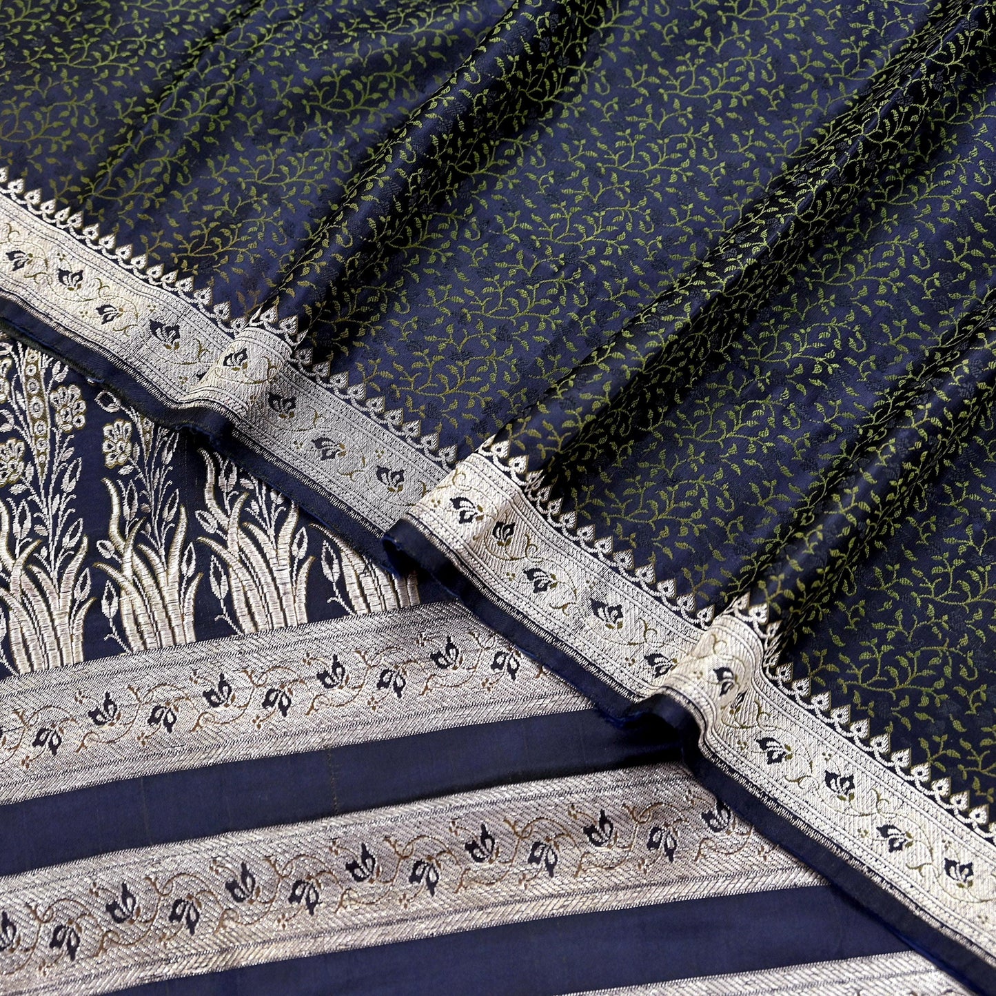 Indian Vintage Sari Blue Heavy Wedding Pure Satin Silk Woven Banarasi Tanchoi Saree 5Yd Ethnic Craft Fabric Upcycle Bridal Heavy Sarees